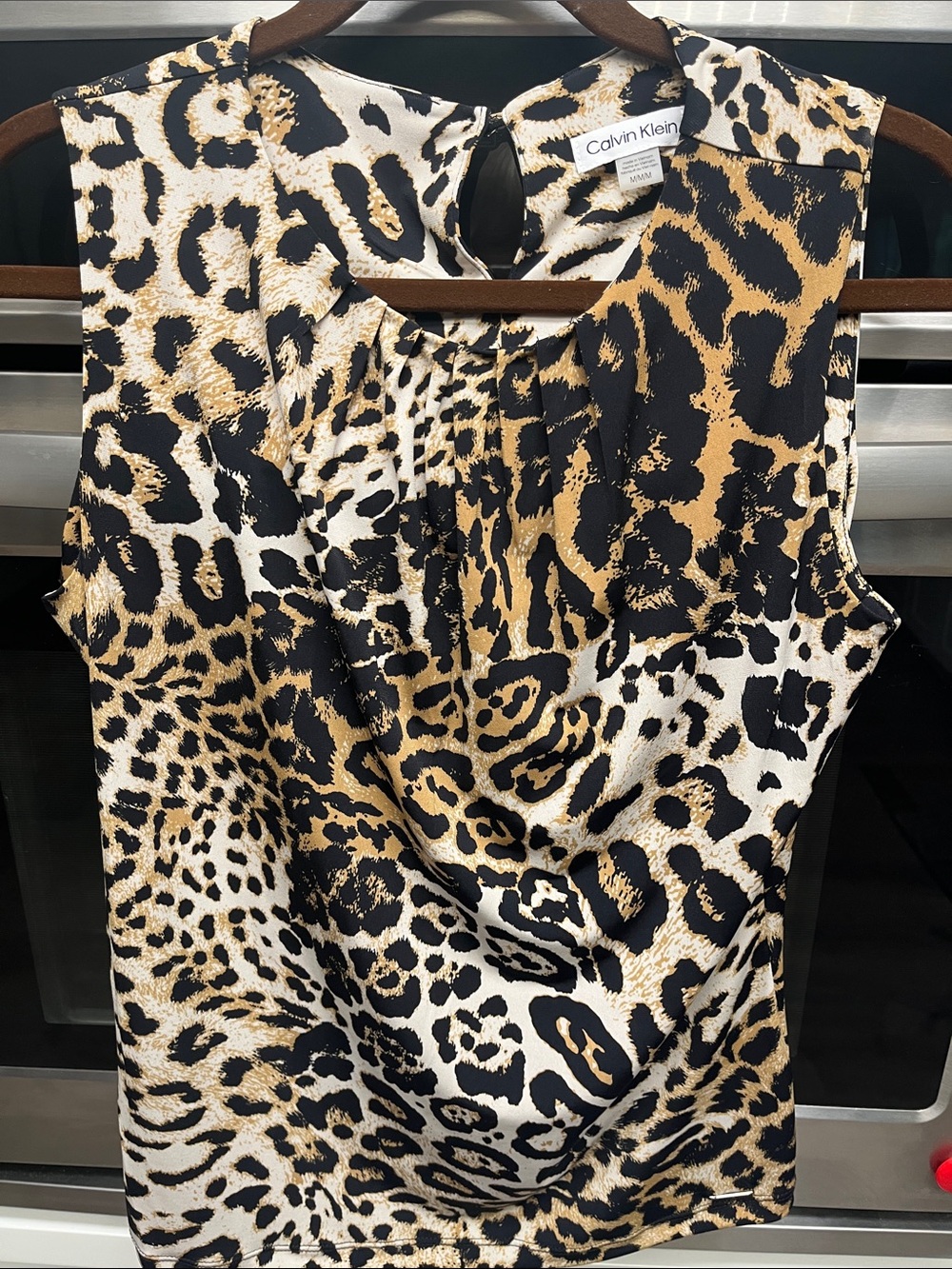 Calvin Klein Leopard Print Sleeveless Camisole - Black, Tan, White
